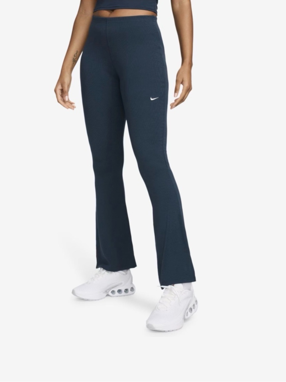 Nike Size XS NSW Chill Knit Mediun Rib Flare Pant in “Sail” (Dk Turquoise)